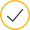 A grey checkmark enclosed in a gold circle.