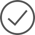 A grey checkmark enclosed in a circle.