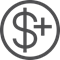 Dollar sign with a plus symbol
