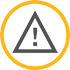 A gold and gray warning sign with an exclamation mark, serving as a visual alert for potential hazards.