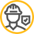 Technician with safety checkmark icon