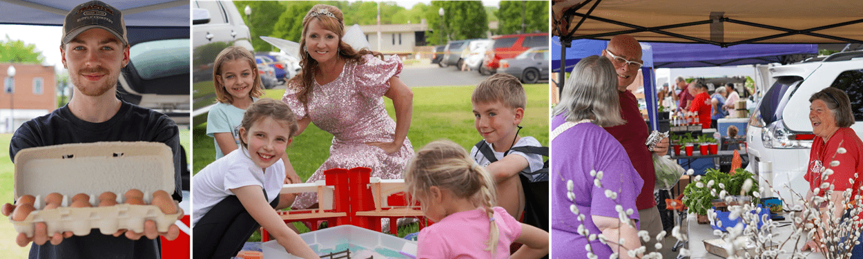 Collage of Enbridge employees volunteering in the community