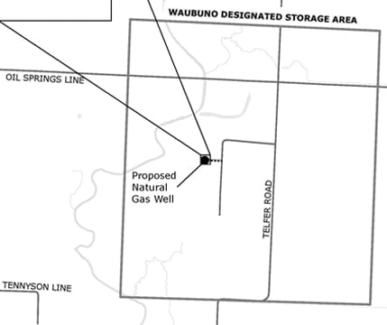 Waubuno designated storage area map