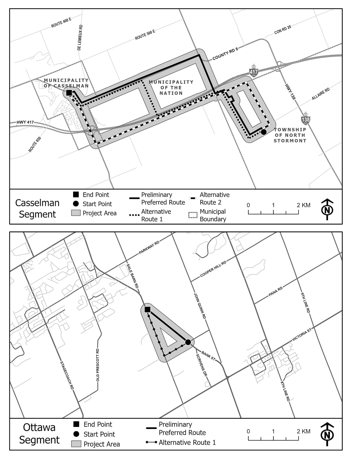 Project map for Casselman Pipeline Project