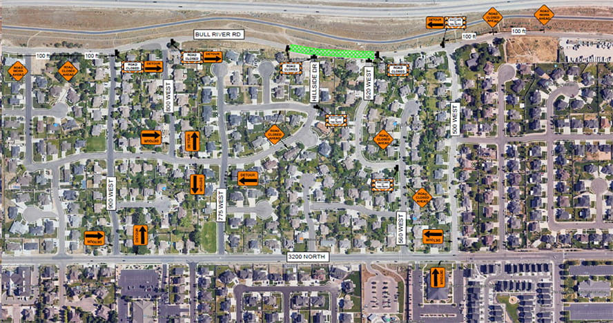 Map of detour in phase 2
