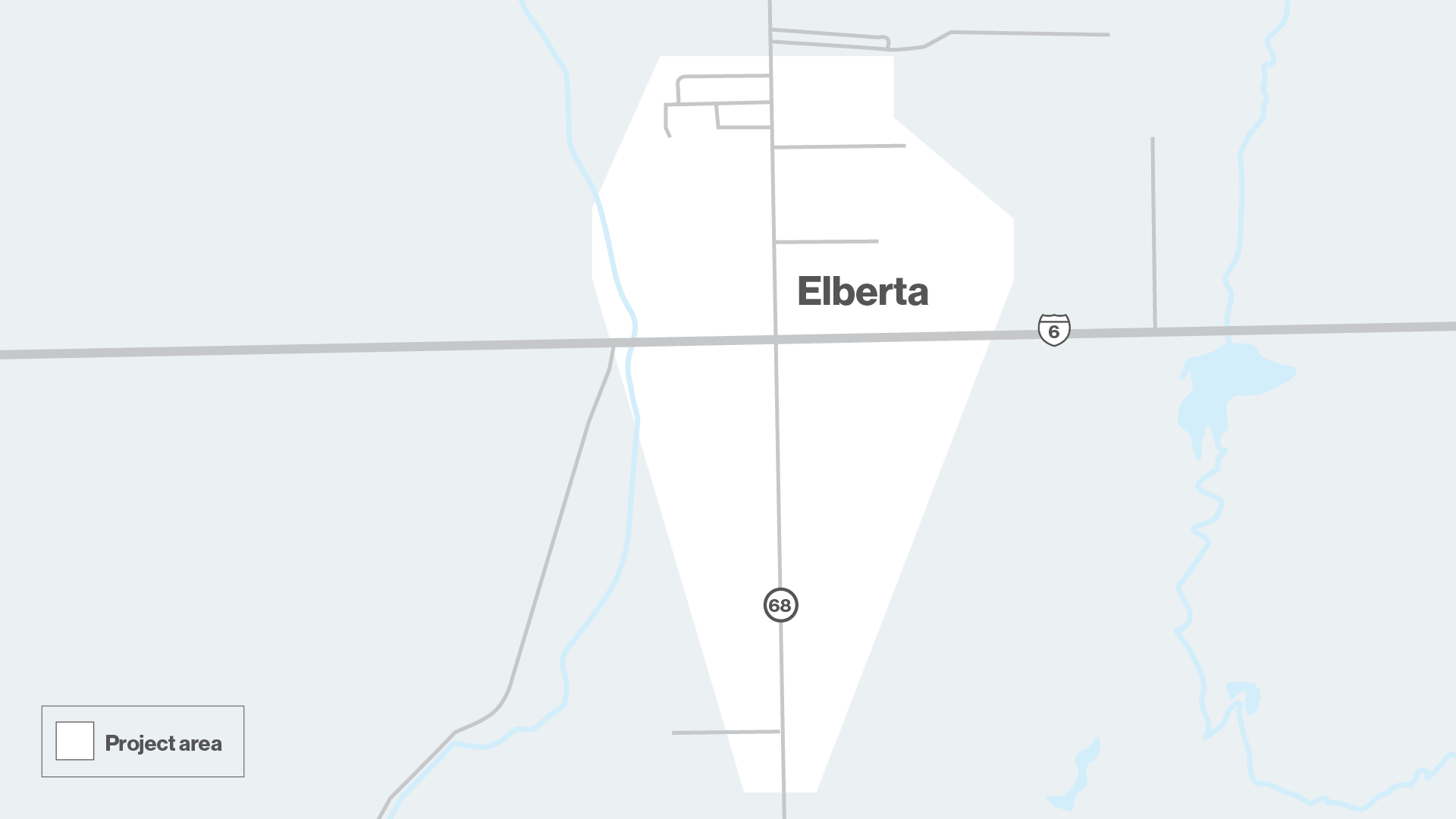Map showing the project area in Elberta