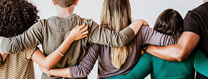 Group of people supporting each other