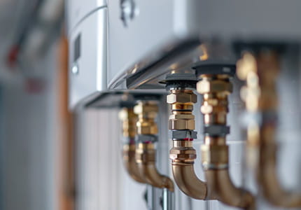 Gas water heater featuring piping