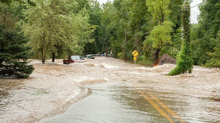 Hurricane waters flooding the land 