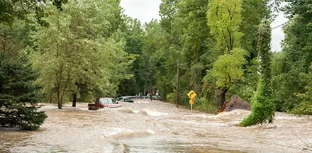 Hurricane waters flooding the land
