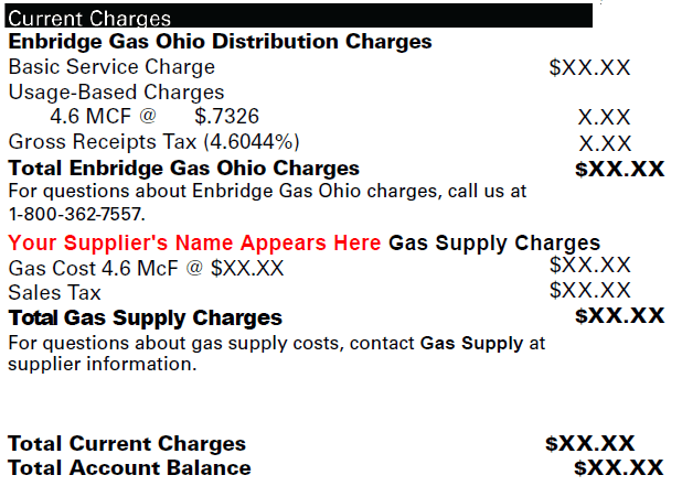 Showing where Energy Choice Agreement (ECA) appears on your bill