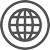 A simple globe icon set against a white background with a grey circle.