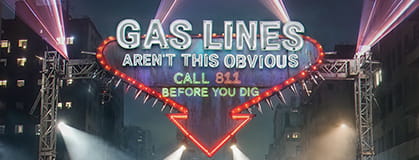 Sign board saying "Gas lines aren't this obvious".