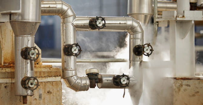 Steam pipes with valves.