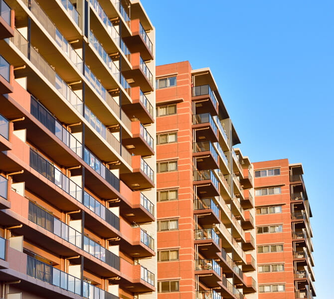 Exterior of an apartment building
