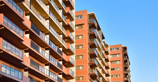 Exterior of an apartment building