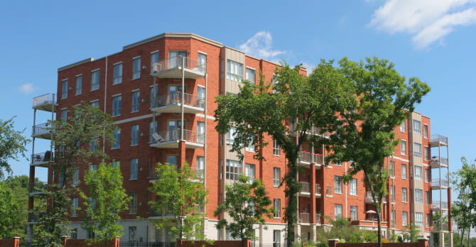 Exterior of a retirement condominium 