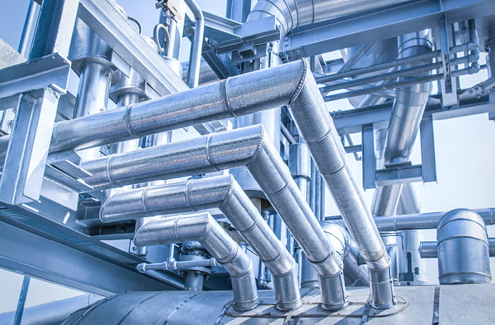 Series of pipes at power plant