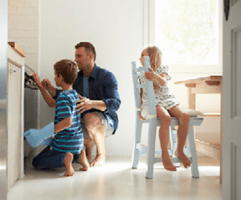 Family cooking natural gas oven