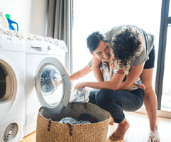 Family using natural gas dryer
