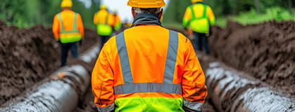 Technicians repairing underground gas pipelines