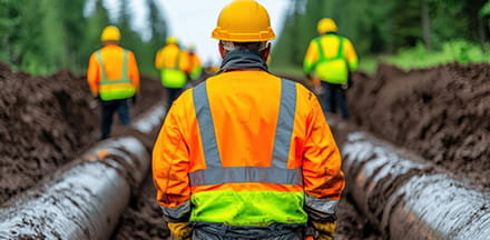Technicians repairing underground gas pipelines