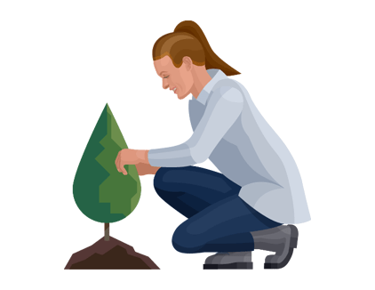 Woman planting a tree