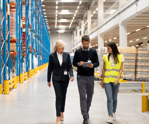 Managers visit warehouse