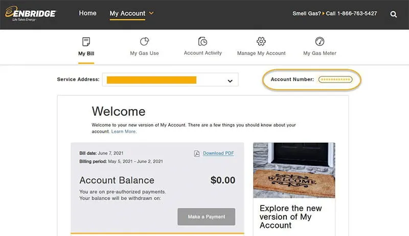 New account number screenshot